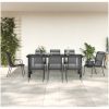 Matgrupp för trädgården 9 delar stål och textilen svart vidaXL 200 cm table length – miniatyr 1