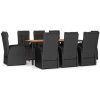 Matgrupp för trädgården 9 delar svart konstrotting&massivakacia vidaXL 190 x 90 x 75 cm – miniatyr 2