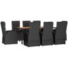 Matgrupp för trädgården 9 delar svart konstrotting&massivakacia vidaXL 190 x 90 x 75 cm – miniatyr 3