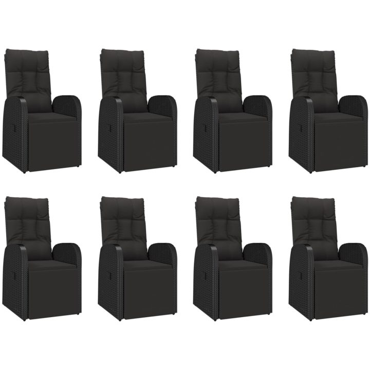 Matgrupp för trädgården 9 delar svart konstrotting&massivakacia vidaXL 190 x 90 x 75 cm – bild 4
