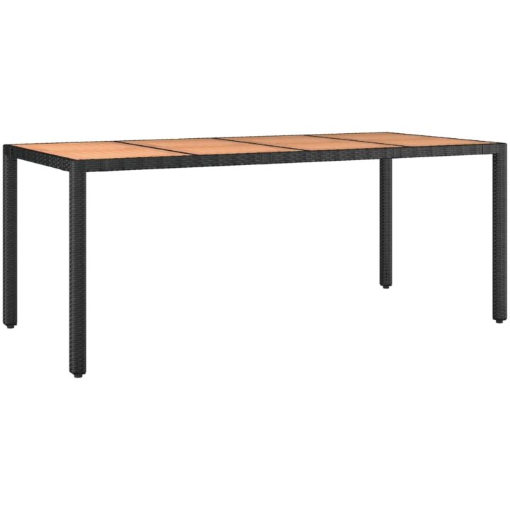 Matgrupp för trädgården 9 delar svart konstrotting&massivakacia vidaXL 190 x 90 x 75 cm – bild 6
