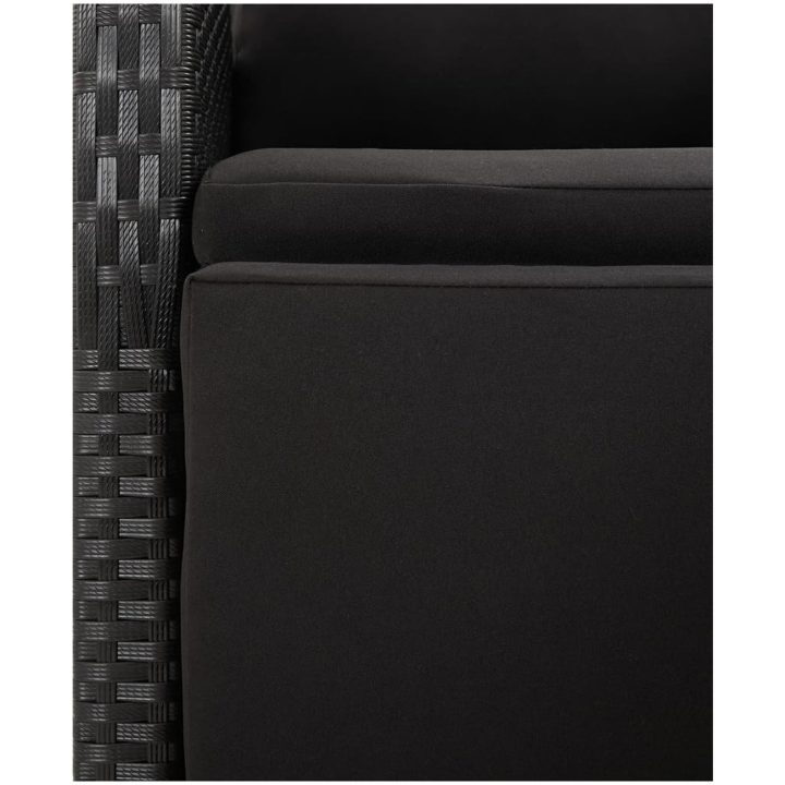 Matgrupp för trädgården 9 delar svart konstrotting&massivakacia vidaXL 190 x 90 x 75 cm – bild 7