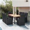 Matgrupp för trädgården 9 delar svart konstrotting&massivakacia vidaXL 190 x 90 x 75 cm – miniatyr 1