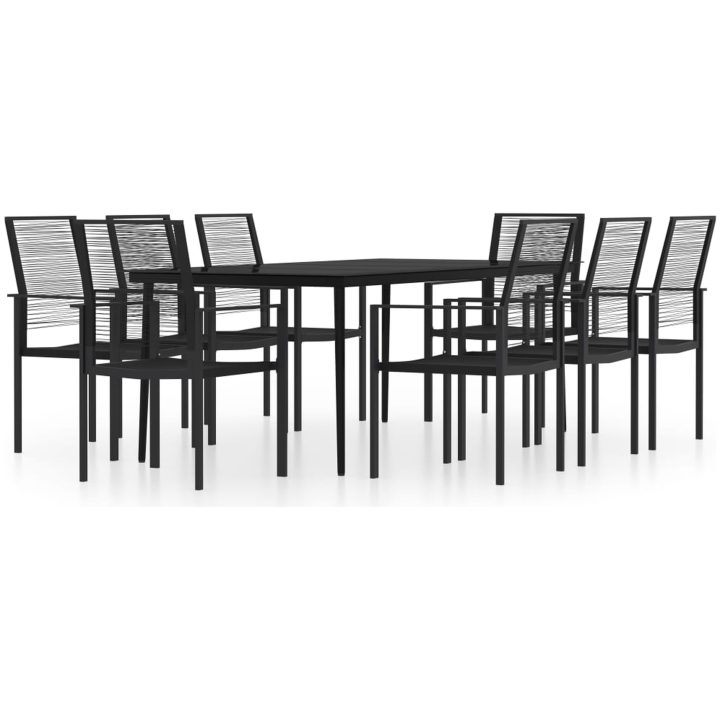 Matgrupp för trädgården 9 delar svart vidaXL 200 cm table length – bild 2