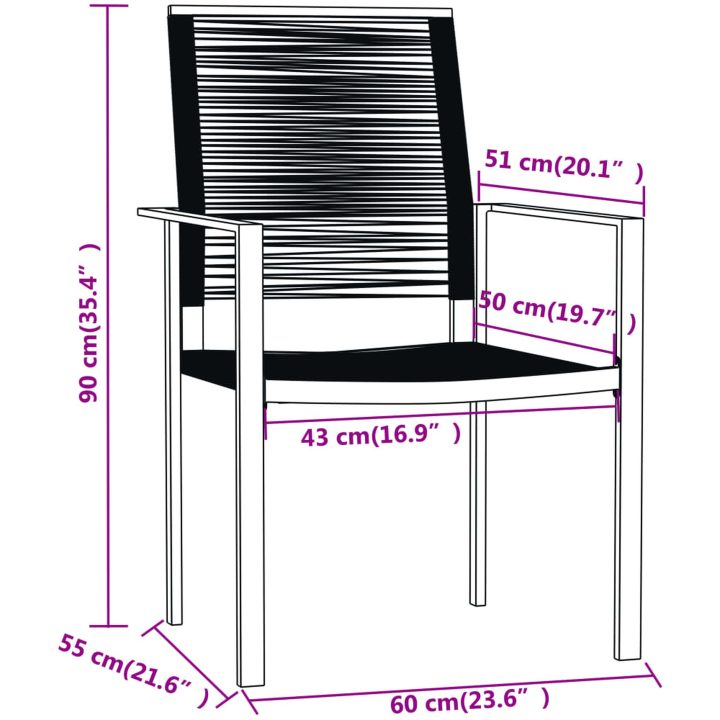 Matgrupp för trädgården 9 delar svart vidaXL 200 cm table length – bild 7