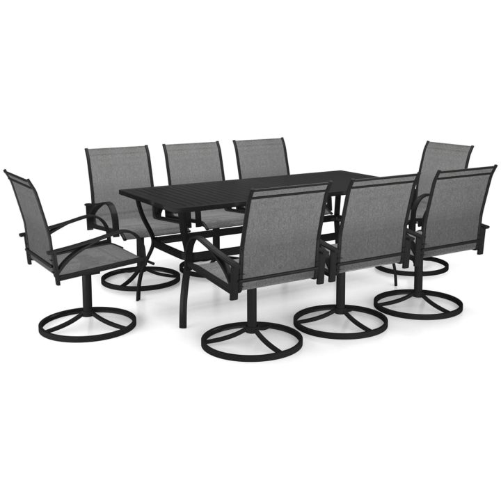 Matgrupp för trädgården 9 delar textilen och stål vidaXL 190 cm table length – bild 2