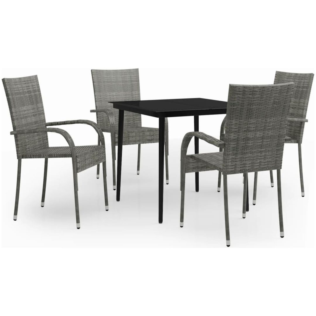 Matgrupp för trädgården delar grå och svart vidaXL 80 cm table length – bild 2