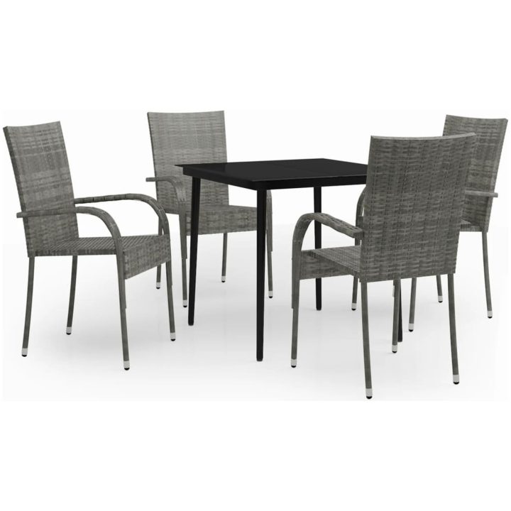 Matgrupp för trädgården delar grå och svart vidaXL 80 cm table length – bild 2