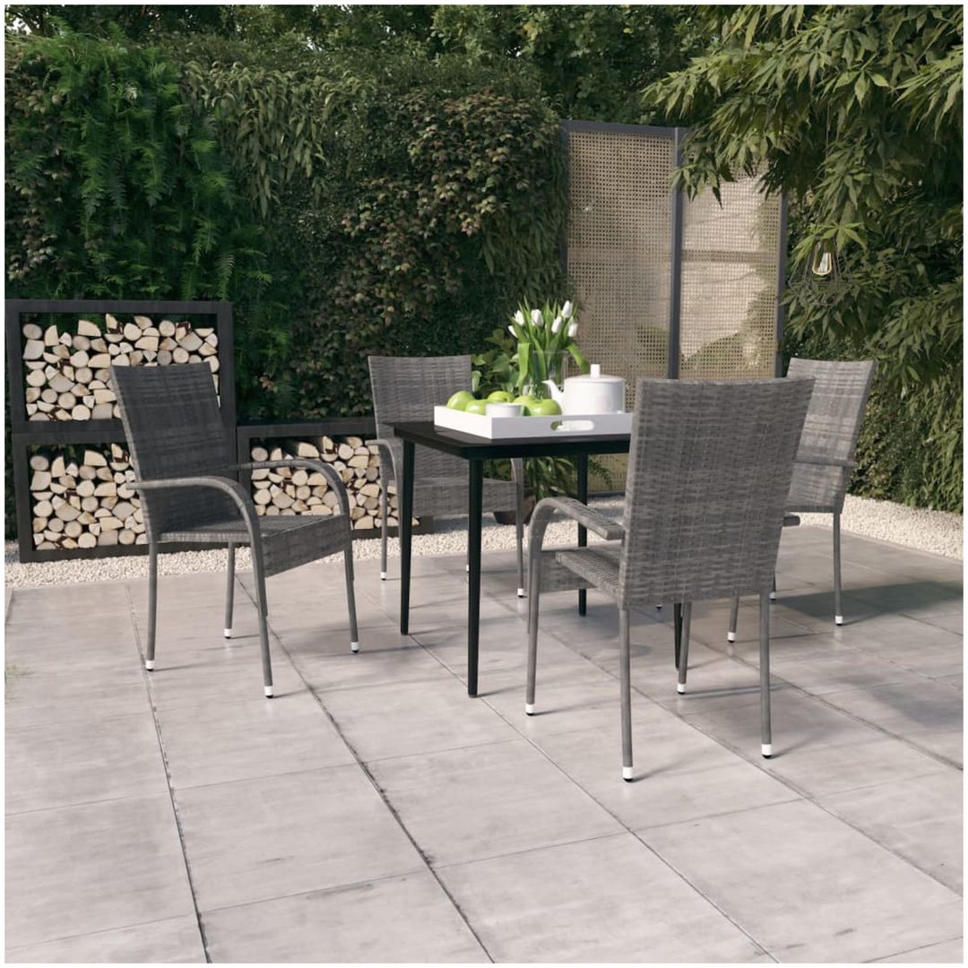 Matgrupp för trädgården delar grå och svart vidaXL 80 cm table length