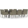 Matgrupp för trädgården dynor 11 delar svart&grå konstrottning vidaXL 200 cm table length – miniatyr 2