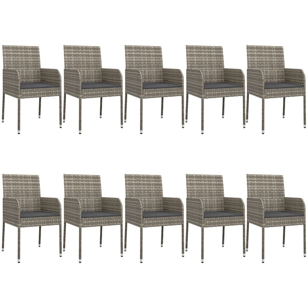 Matgrupp för trädgården dynor 11 delar svart&grå konstrottning vidaXL 200 cm table length – bild 4