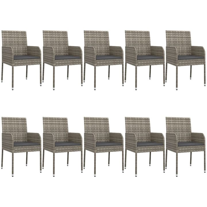 Matgrupp för trädgården dynor 11 delar svart&grå konstrottning vidaXL 200 cm table length – bild 4