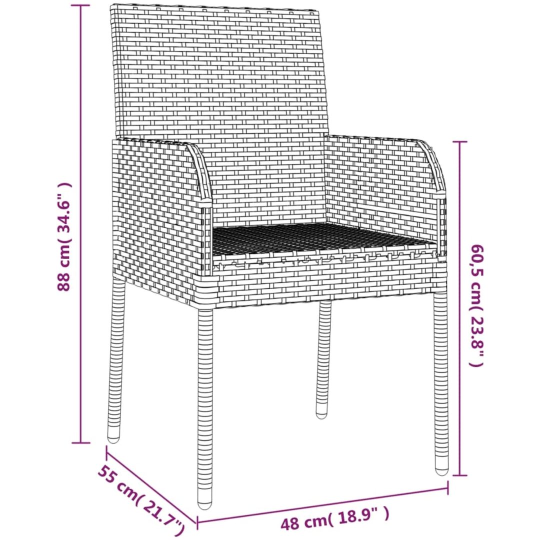 Matgrupp för trädgården dynor 11 delar svart&grå konstrottning vidaXL 200 cm table length – bild 9