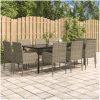 Matgrupp för trädgården dynor 11 delar svart&grå konstrottning vidaXL 200 cm table length – miniatyr 1