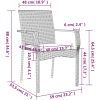 Matgrupp för trädgården dynor 5 delar grå konstrottning vidaXL 90 cm table length – miniatyr 11