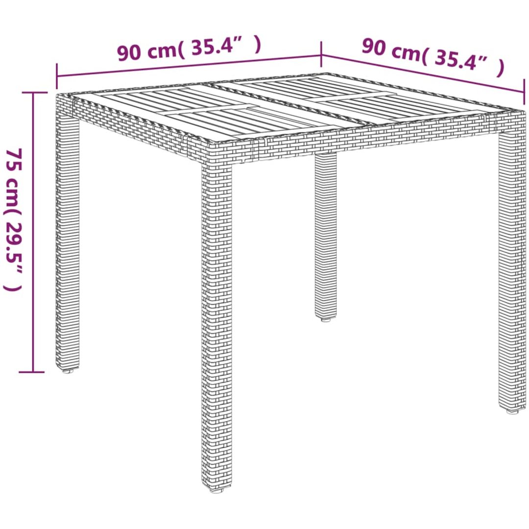 Matgrupp för trädgården dynor 5 delar grå konstrottning vidaXL 90 cm table length – bild 12