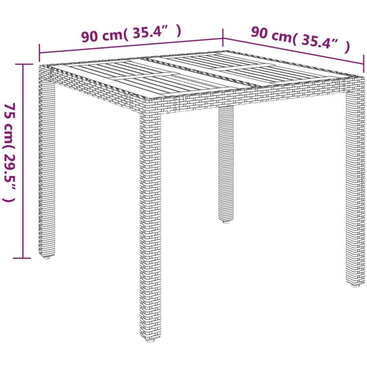 Matgrupp för trädgården dynor 5 delar grå konstrottning vidaXL 90 cm table length – bild 12