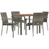 Matgrupp för trädgården dynor 5 delar grå konstrottning vidaXL 90 cm table length – miniatyr 3