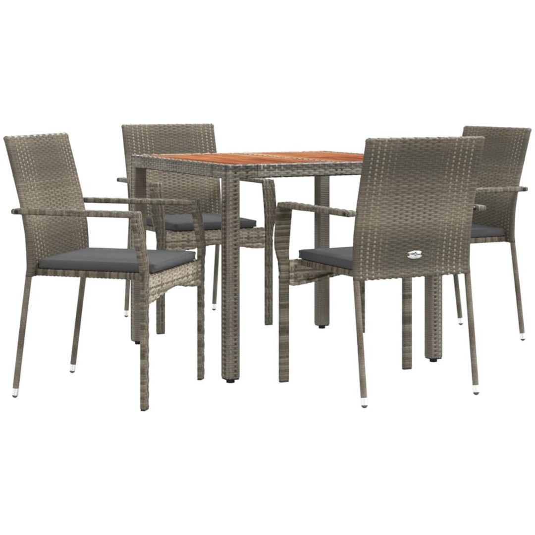 Matgrupp för trädgården dynor 5 delar grå konstrottning vidaXL 90 cm table length – bild 3