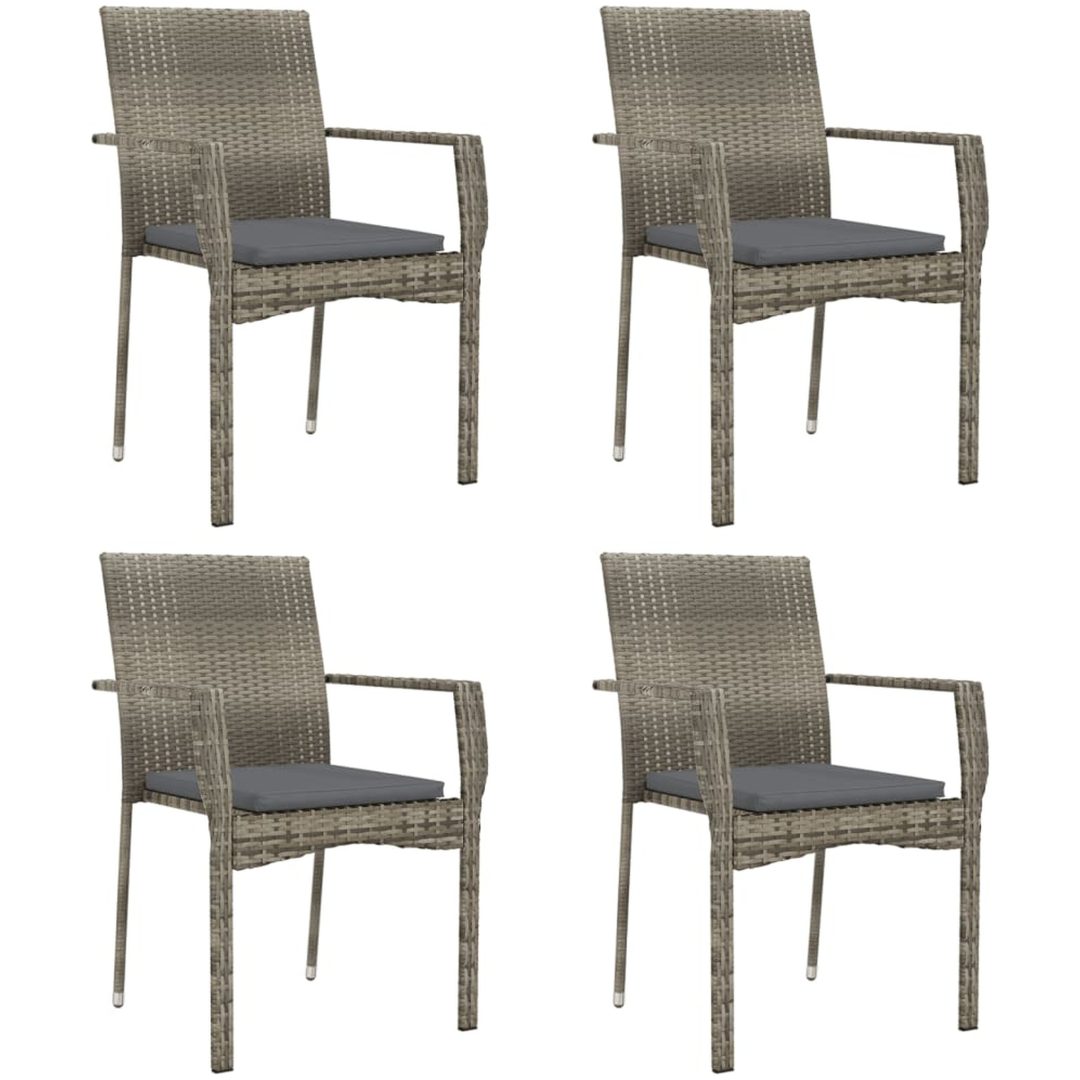 Matgrupp för trädgården dynor 5 delar grå konstrottning vidaXL 90 cm table length – bild 4