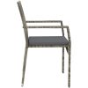 Matgrupp för trädgården dynor 5 delar grå konstrottning vidaXL 90 cm table length – miniatyr 6