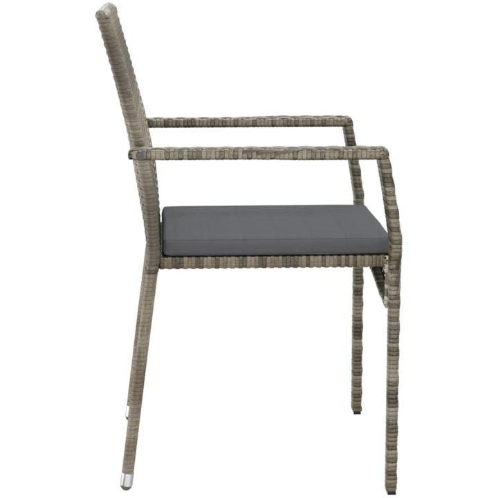 Matgrupp för trädgården dynor 5 delar grå konstrottning vidaXL 90 cm table length – bild 6