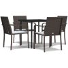 Matgrupp för trädgården dynor 5 delar konstrottning & stål vidaXL 80 cm table length – miniatyr 2