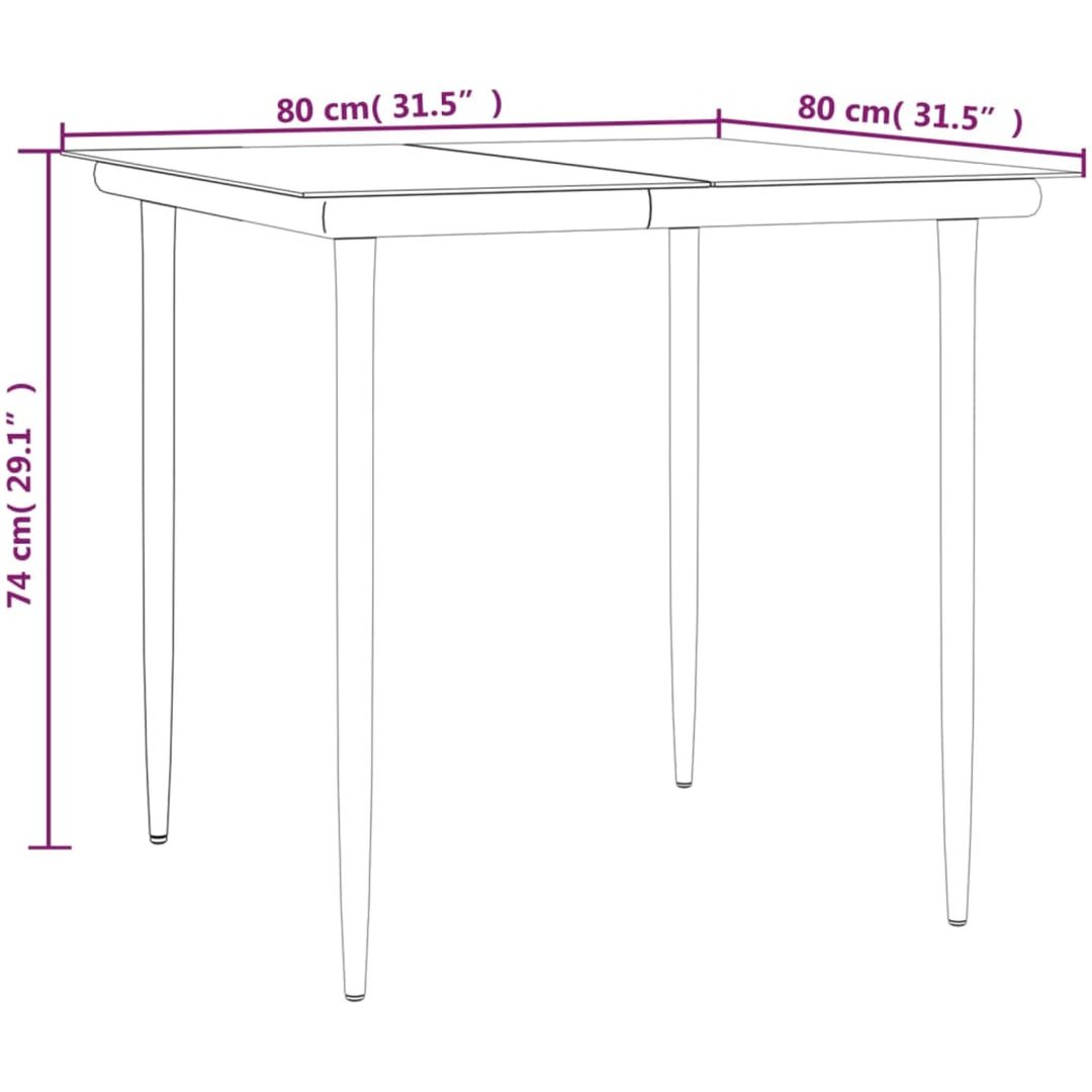 Matgrupp för trädgården dynor 5 delar konstrottning & stål vidaXL 80 cm table length – bild 11