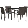 Matgrupp för trädgården dynor 5 delar konstrottning & stål vidaXL 80 cm table length – miniatyr 3