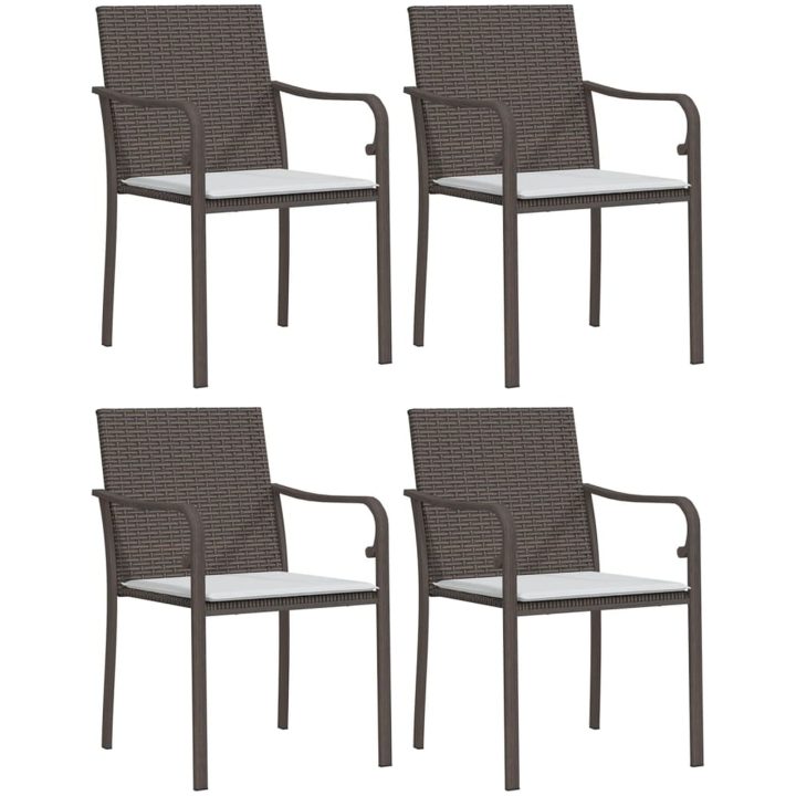 Matgrupp för trädgården dynor 5 delar konstrottning & stål vidaXL 80 cm table length – bild 4