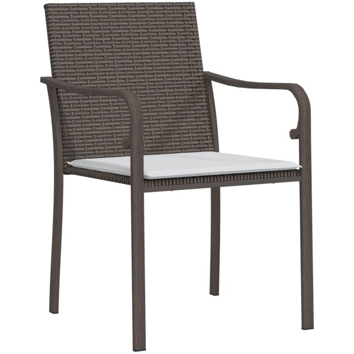 Matgrupp för trädgården dynor 5 delar konstrottning & stål vidaXL 80 cm table length – bild 5