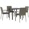 Matgrupp för trädgården dynor 5 delar svart&grå konstrottning vidaXL 80 cm table length – miniatyr 3