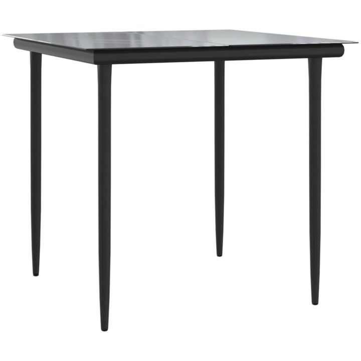 Matgrupp för trädgården dynor 5 delar svart&grå konstrottning vidaXL 80 cm table length – bild 6