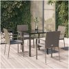 Matgrupp för trädgården dynor 5 delar svart&grå konstrottning vidaXL 80 cm table length – miniatyr 1