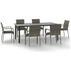 Matgrupp för trädgården dynor 7 delar svart&grå konstrottning vidaXL 200 cm table length – miniatyr 2
