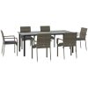 Matgrupp för trädgården dynor 7 delar svart&grå konstrottning vidaXL 200 cm table length – miniatyr 3