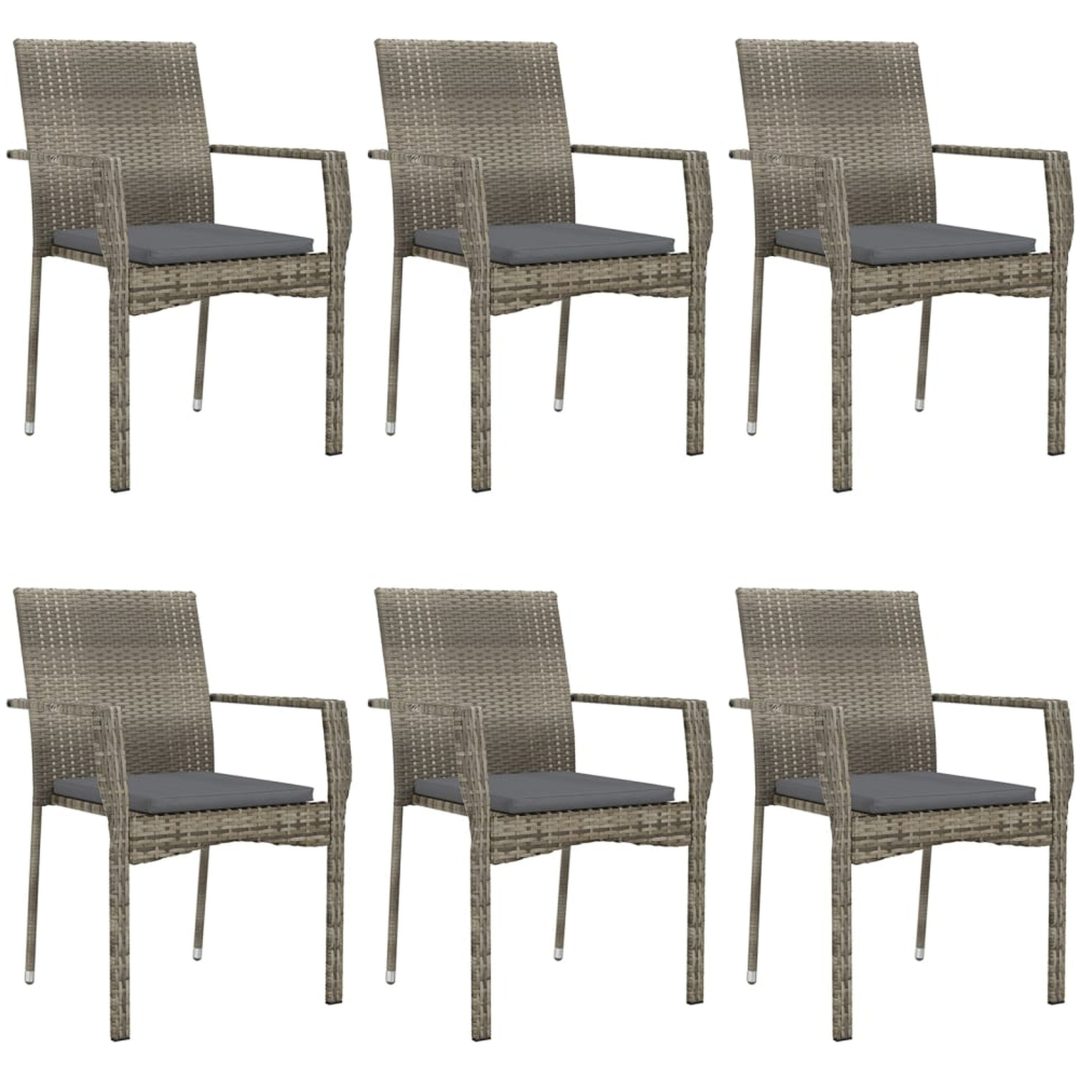 Matgrupp för trädgården dynor 7 delar svart&grå konstrottning vidaXL 200 cm table length – bild 4