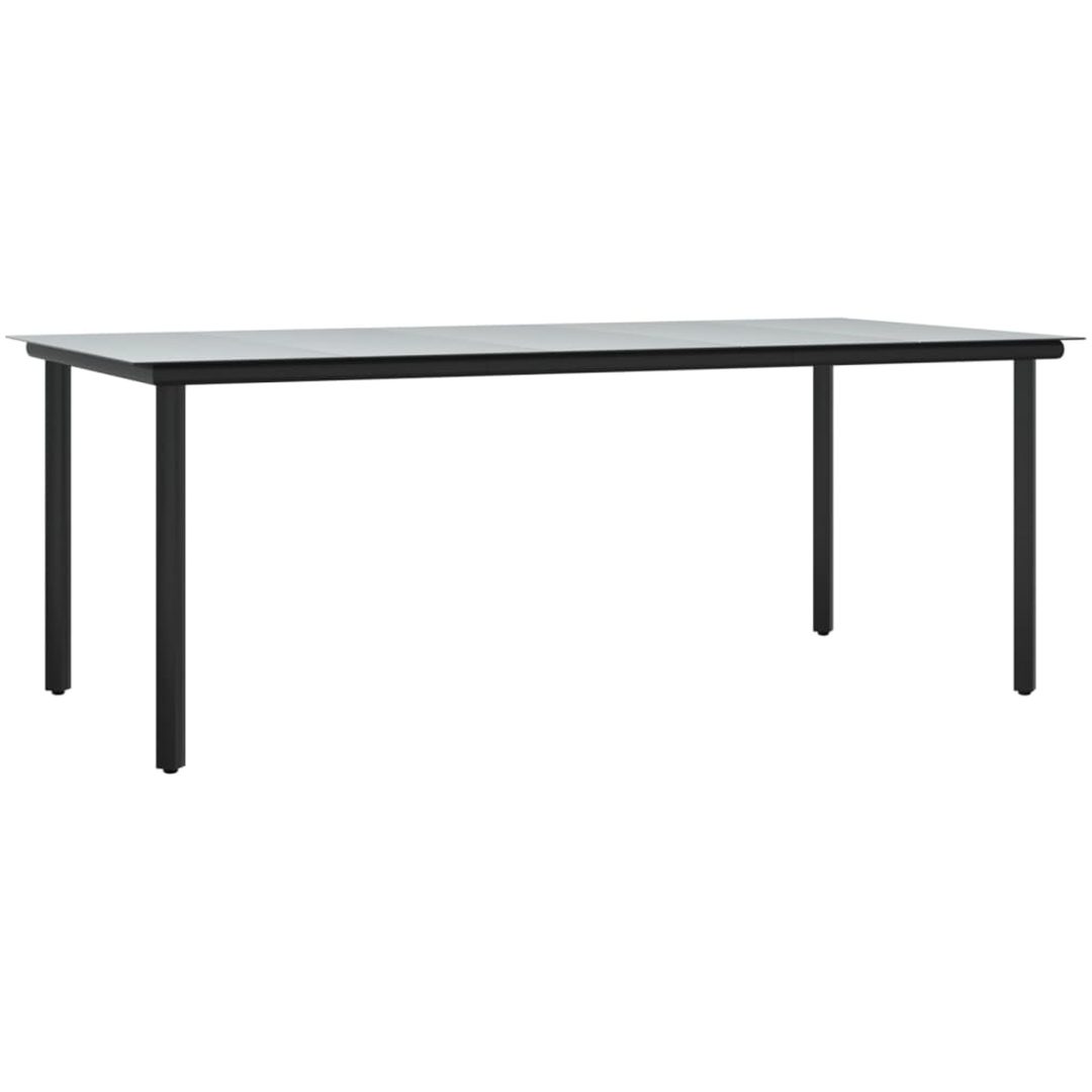 Matgrupp för trädgården dynor 7 delar svart&grå konstrottning vidaXL 200 cm table length – bild 6