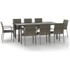 Matgrupp för trädgården dynor 9 delar svart&grå konstrottning vidaXL 200 cm table length – miniatyr 2