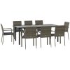 Matgrupp för trädgården dynor 9 delar svart&grå konstrottning vidaXL 200 cm table length – miniatyr 3