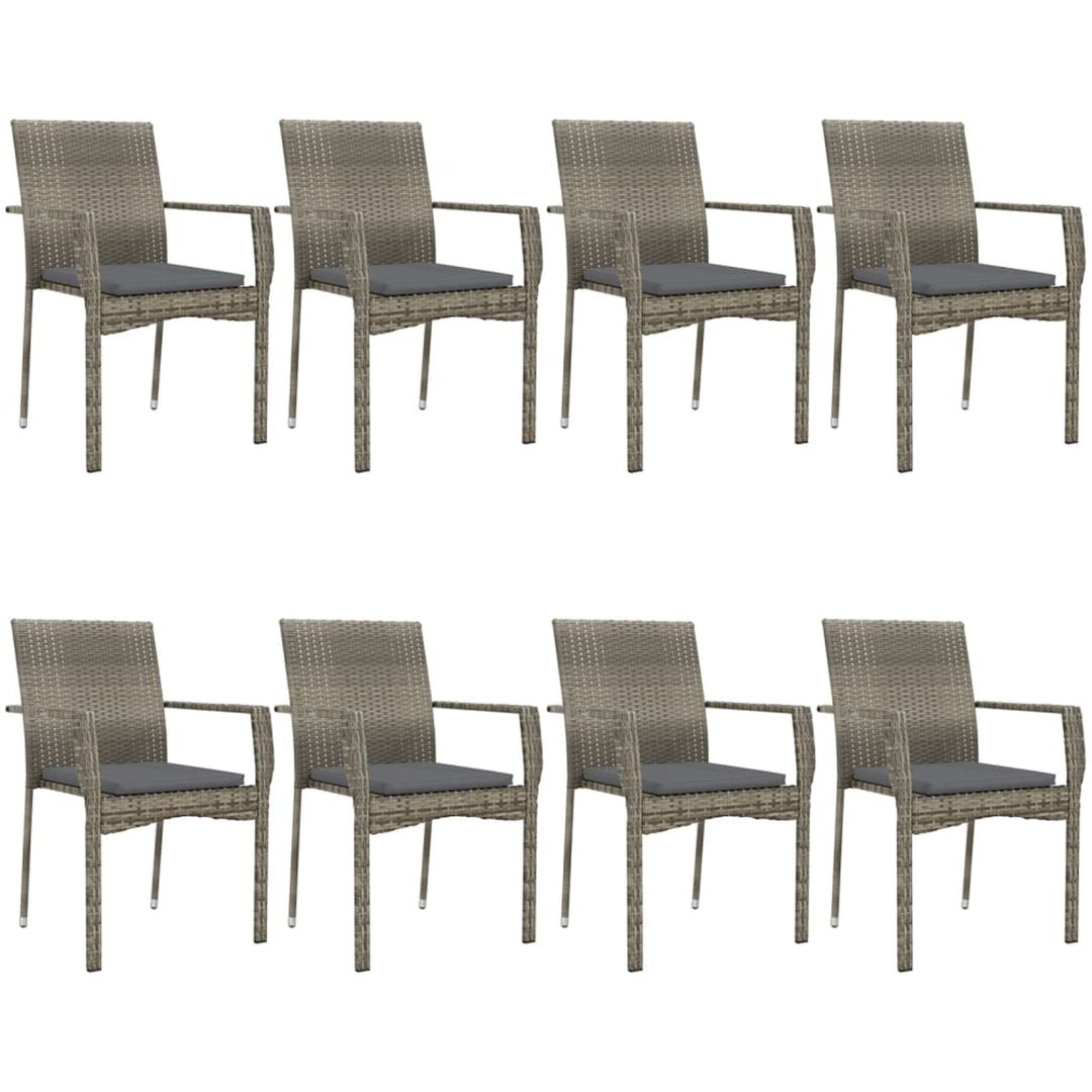 Matgrupp för trädgården dynor 9 delar svart&grå konstrottning vidaXL 200 cm table length – bild 4