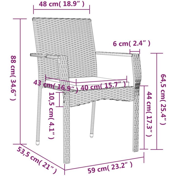 Matgrupp för trädgården dynor 9 delar svart&grå konstrottning vidaXL 200 cm table length – bild 9