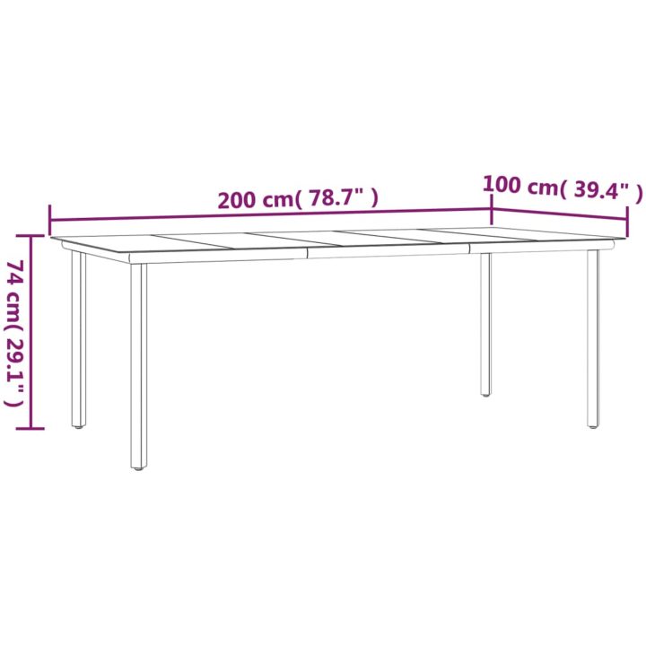 Matgrupp för trädgården dynor 9 delar svart&grå konstrottning vidaXL 200 cm table length – bild 10