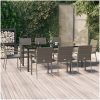 Matgrupp för trädgården dynor 9 delar svart&grå konstrottning vidaXL 200 cm table length – miniatyr 1
