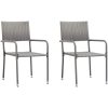 Matgrupp för trädgården grå svart 3 delar konstrotting & stål vidaXL 80 cm bordslängd – miniatyr 3