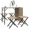 Matgrupp för trädgården hopfällbar 5 delar beige konstrotting vidaXL – miniatyr 1