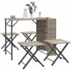 Matgrupp för trädgården hopfällbar 5delar ljusgrå konstrottning vidaXL – miniatyr 1