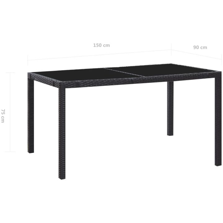 Matgrupp för trädgården i konstrotting 7 delar svart vidaXL 150 cm bordslängd – bild 11