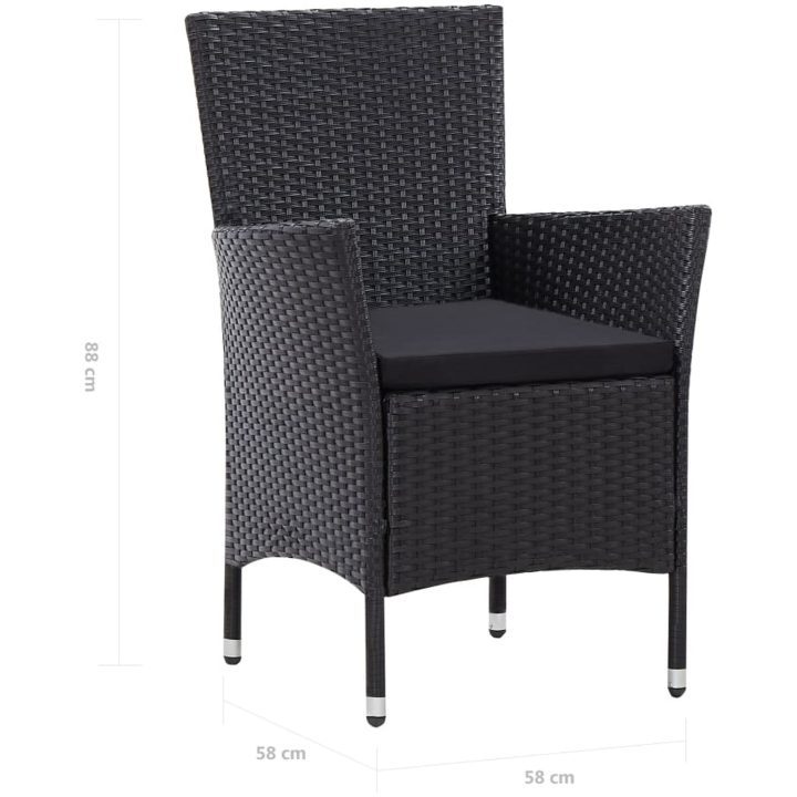 Matgrupp för trädgården i konstrotting 7 delar svart vidaXL 150 cm bordslängd – bild 12