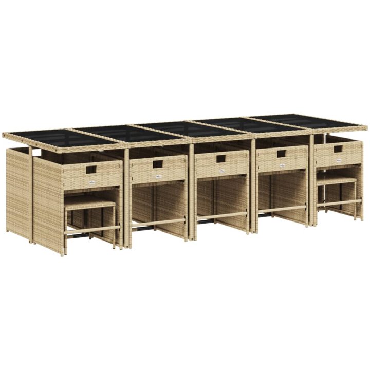 Matgrupp för trädgården m. dynor 15 delar mixbeige konstrotting vidaXL – bild 3